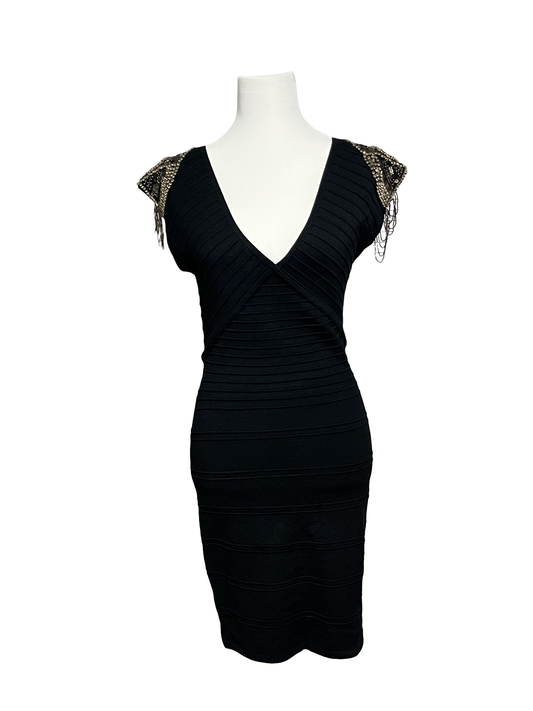 PRJCT 5750 Sequin Shoulder Bodycon Dress Large NWT