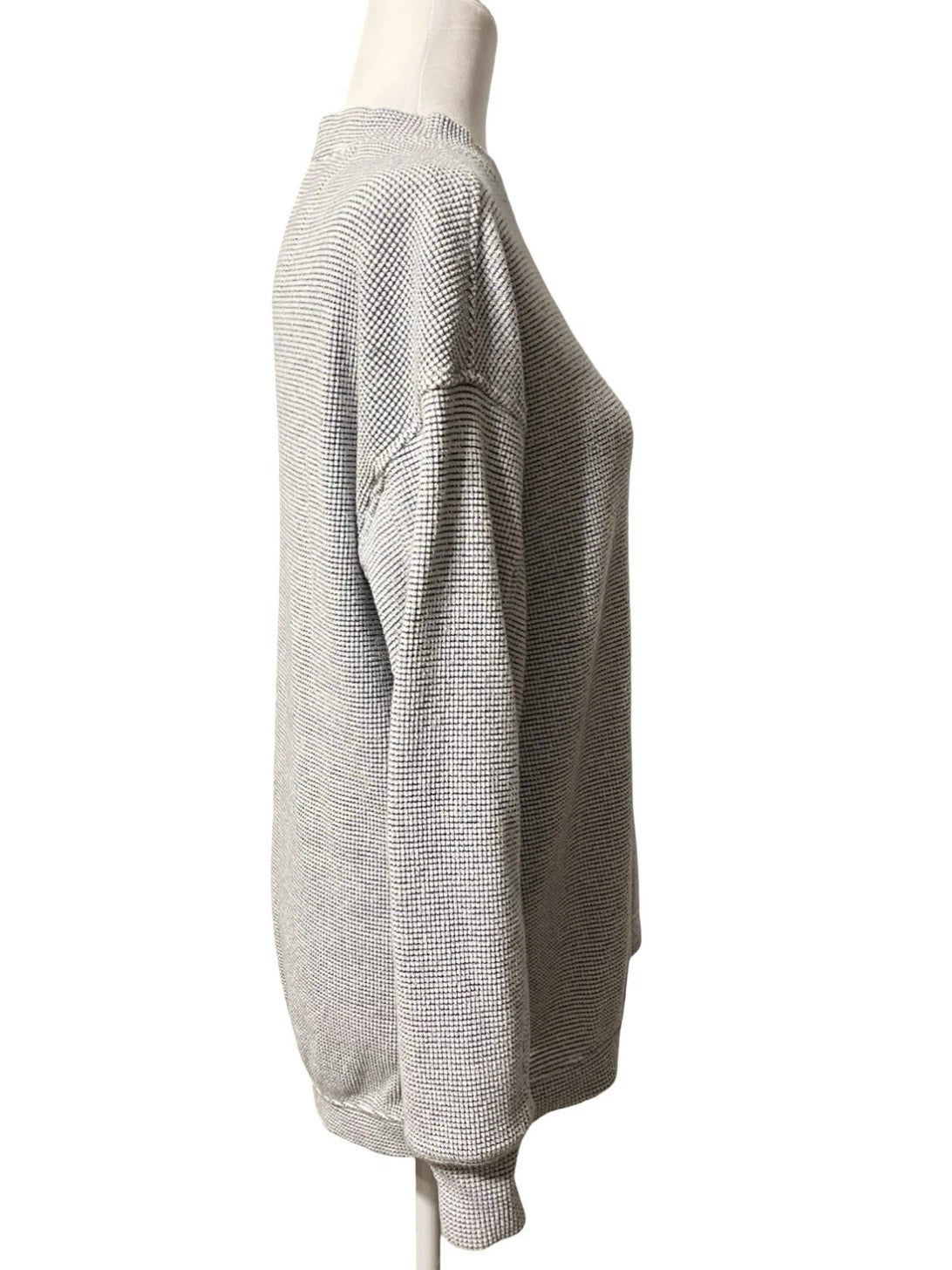 AERIE Waffle Knit Crewneck Sweatshirt Gray XXS