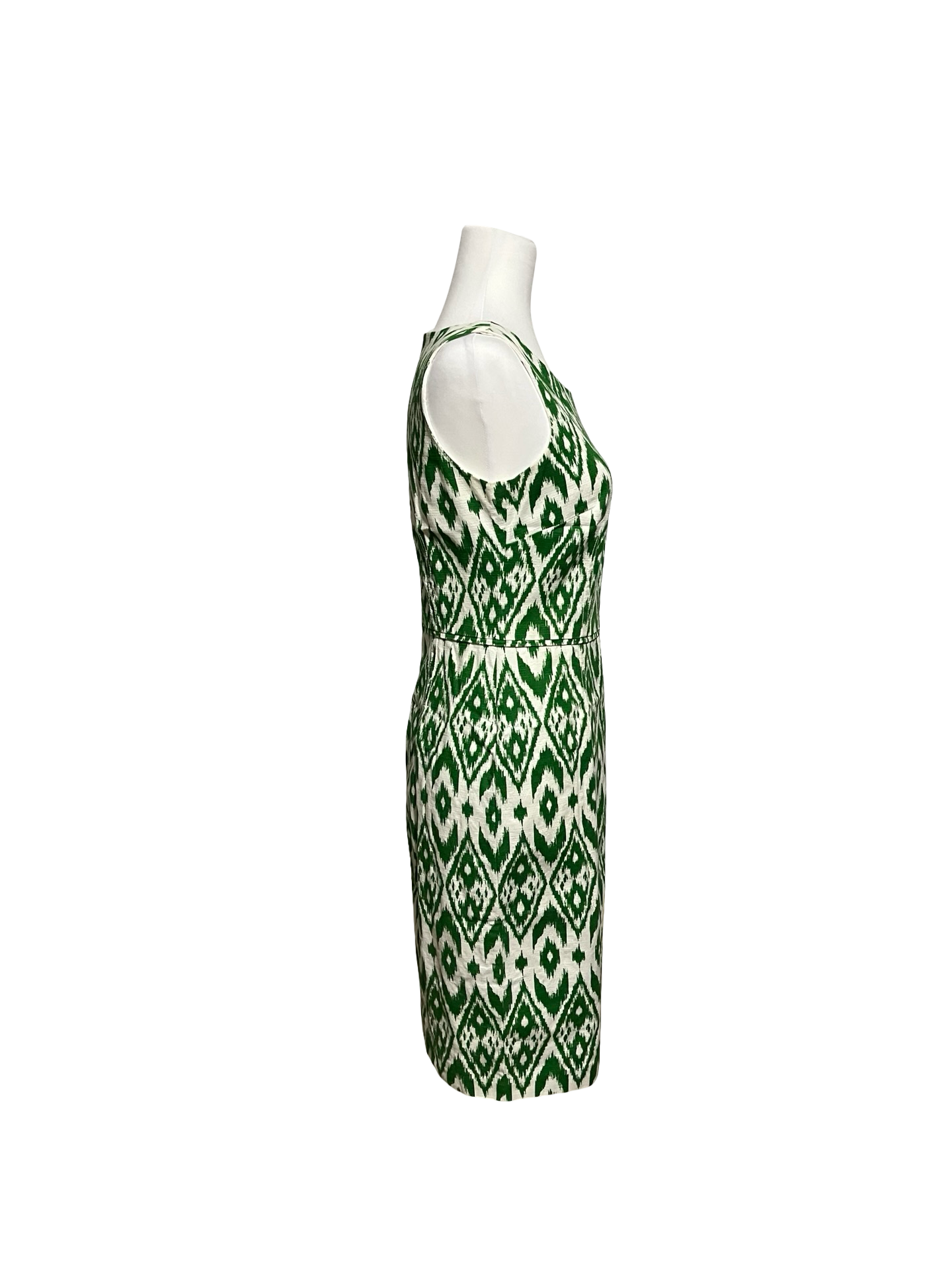 NINE WEST GREEN WHITE GEOMETRIC SLEEVELESS DRESS SZ 4