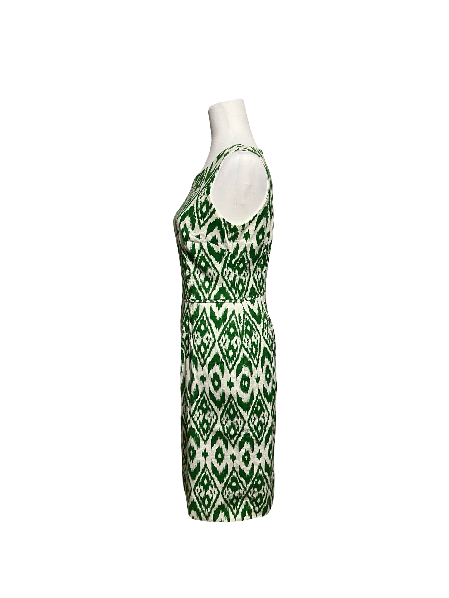 NINE WEST GREEN WHITE GEOMETRIC SLEEVELESS DRESS SZ 4