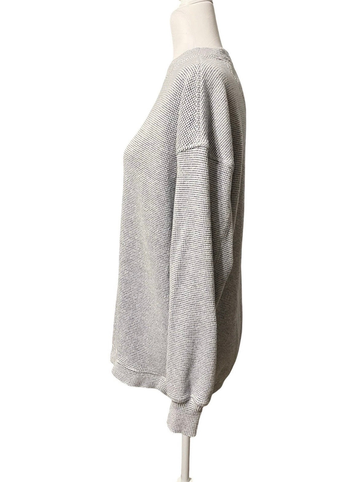 AERIE Waffle Knit Crewneck Sweatshirt Gray XXS