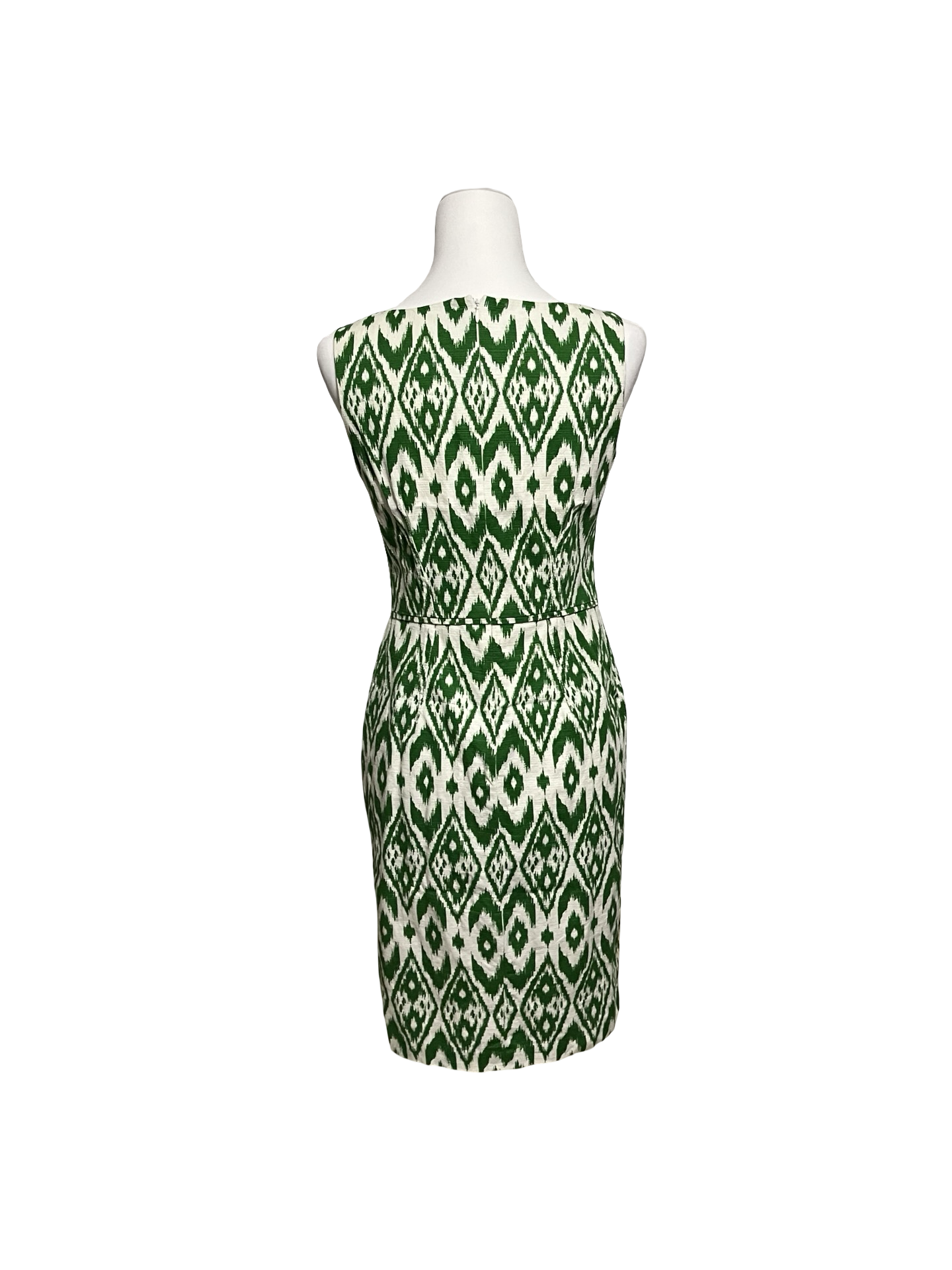 NINE WEST GREEN WHITE GEOMETRIC SLEEVELESS DRESS SZ 4