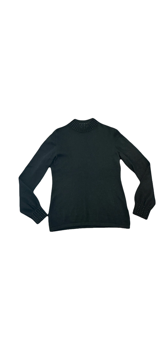 CHARTER CLUB 100% Cashmere Pearl Sweater S Pure Black EUC