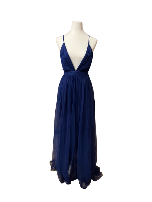 EVER AFTER Deep V Chiffon Maxi Royal Blue OR Red Size M EUC