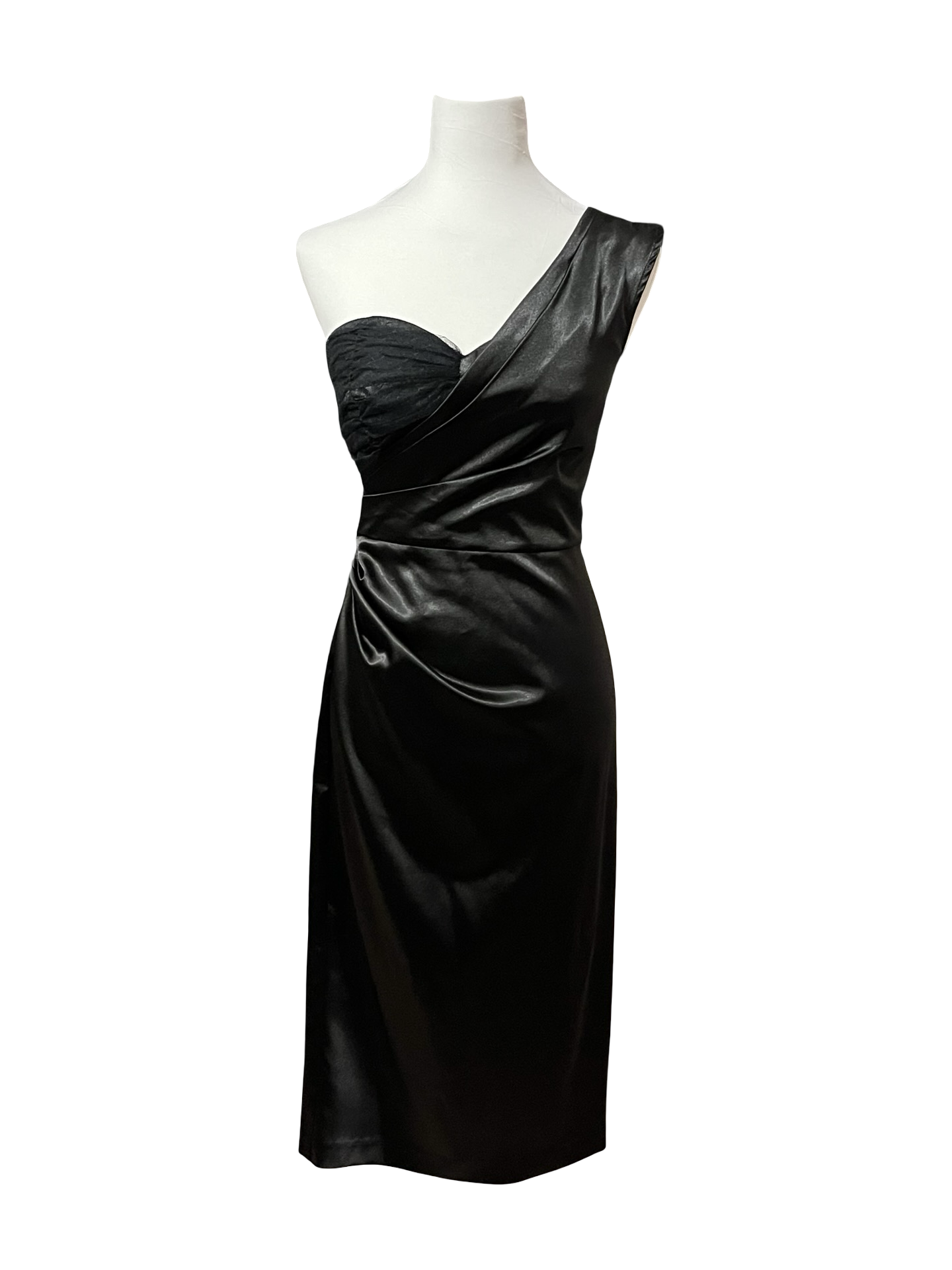 STOP STARING! Black One-Shoulder Lace Drama Dress Size M EUC !