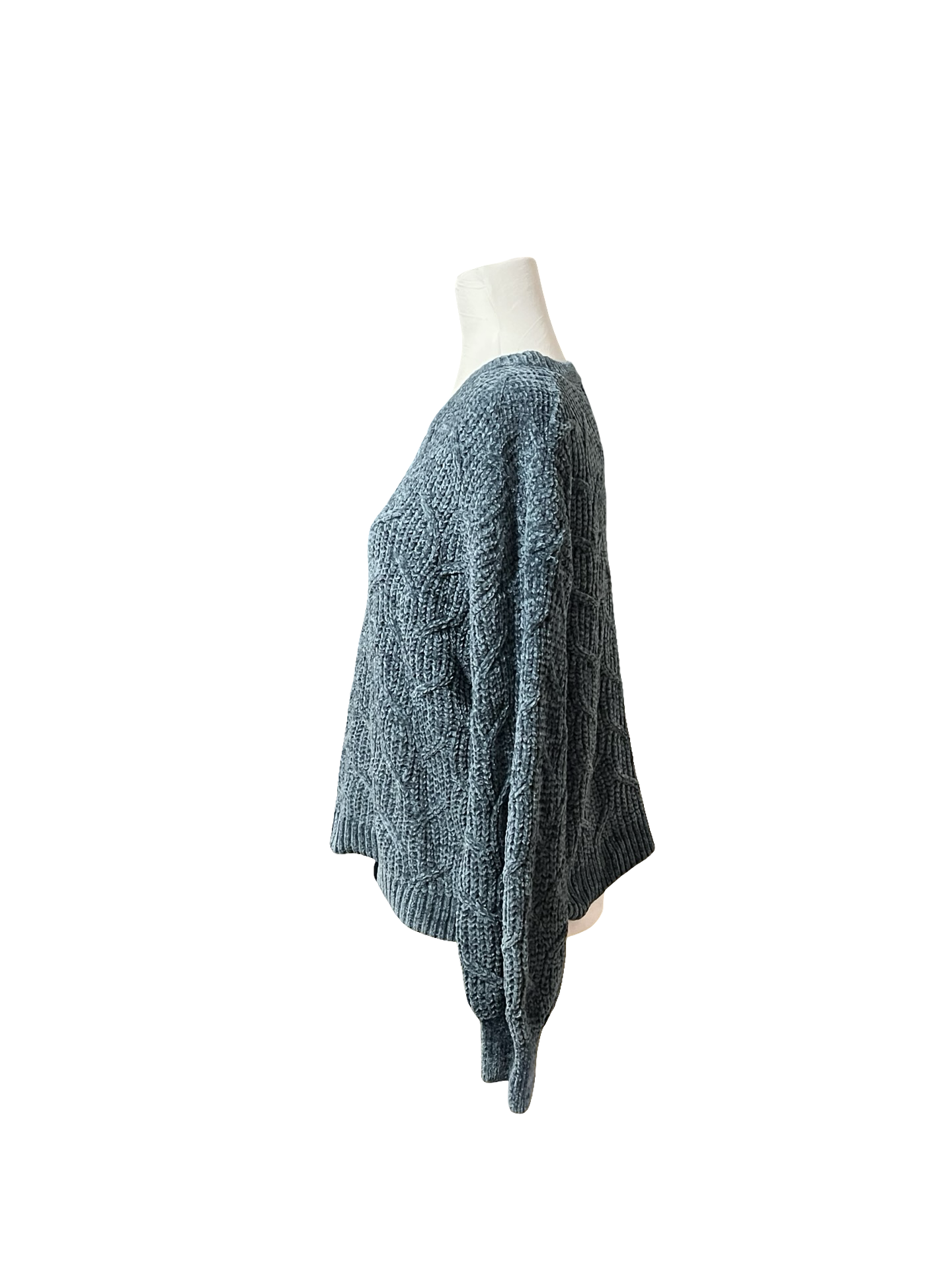 PINK ROSE Teal Chenille Cable Knit Sweater Size L EUC