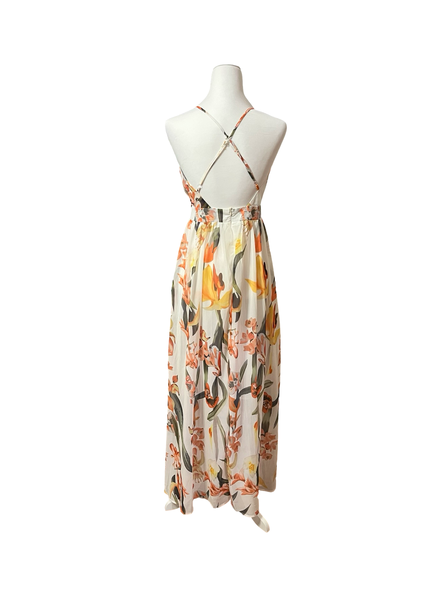 HOPE & HERITAGE Deep V Floral Maxi Dress Sz 4 Boho-Chic Floral Fantasy EUC