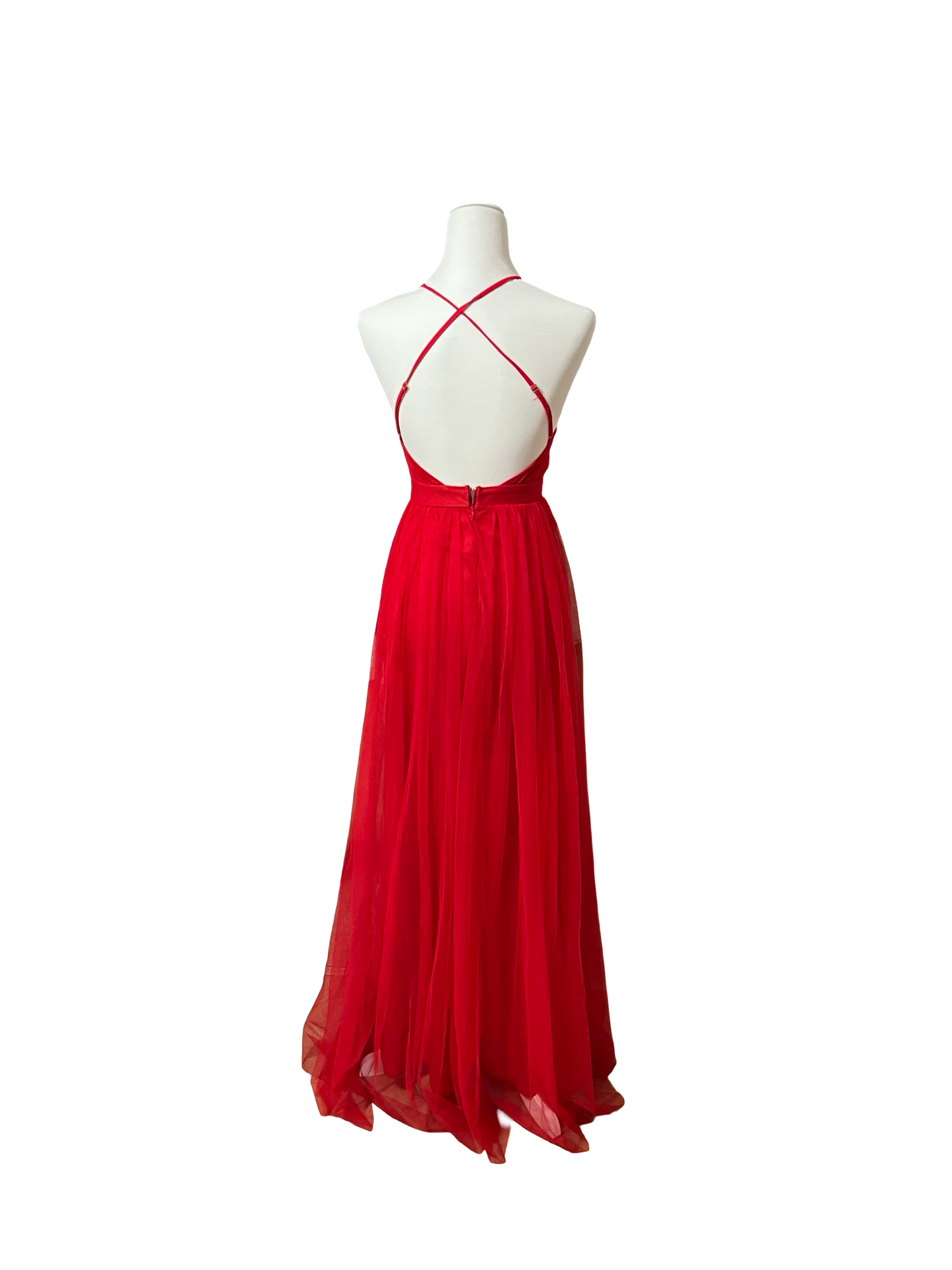 EVER AFTER Deep V Chiffon Maxi Royal Blue OR Red Size M EUC