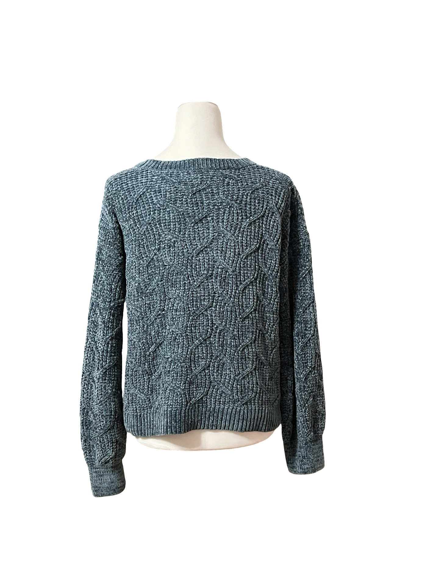 PINK ROSE Teal Chenille Cable Knit Sweater Size L EUC