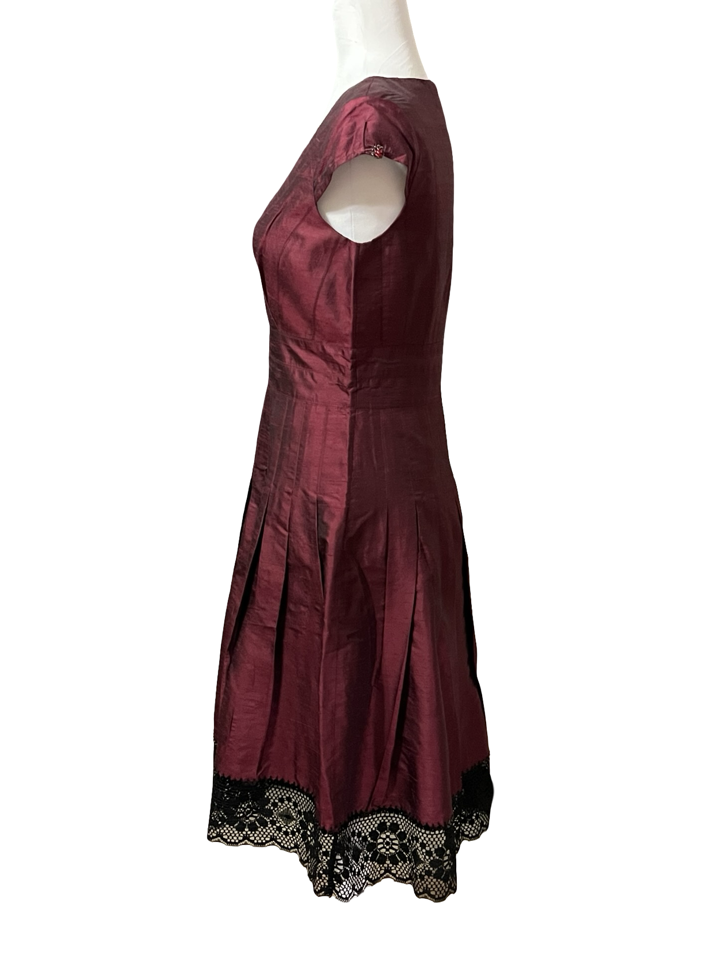 ADRIANNA PAPELL Beaded Lace Silk Blend Dress 4 EUC