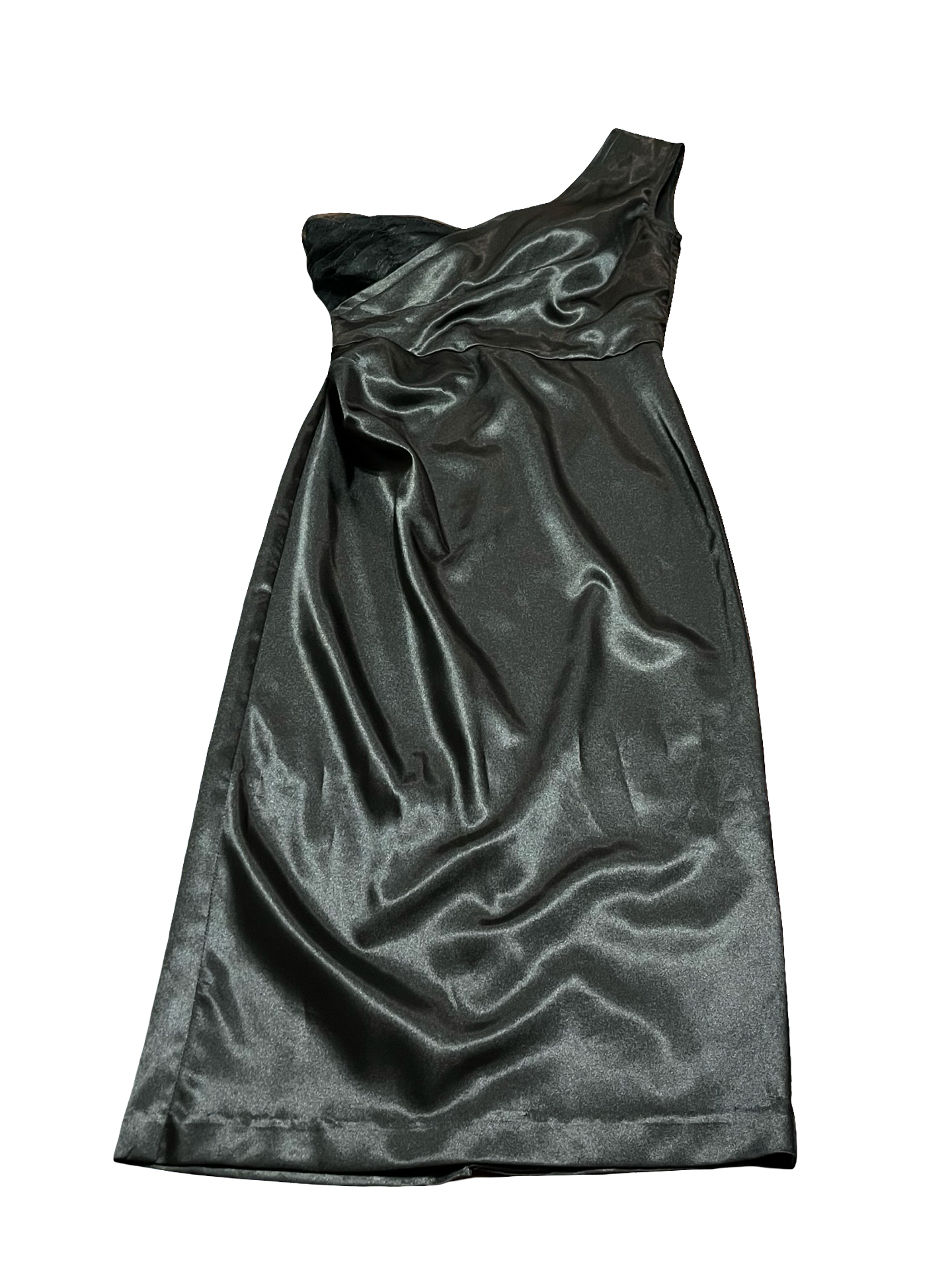 STOP STARING! Black One-Shoulder Lace Drama Dress Size M EUC !