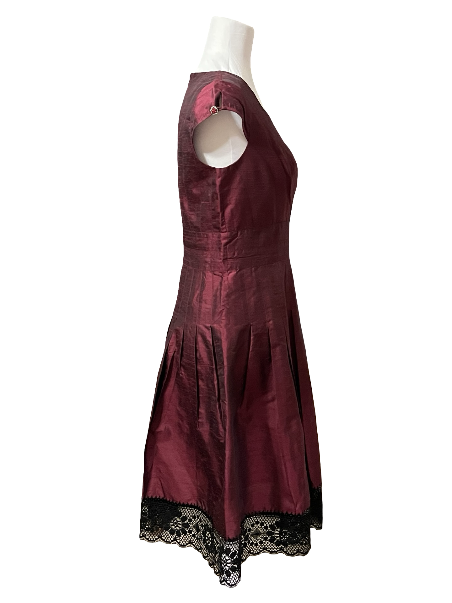 ADRIANNA PAPELL Beaded Lace Silk Blend Dress 4 EUC