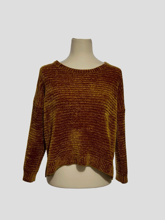 PINK ROSE Rust Cropped Boxy Sweater Small Hi-Low Hem